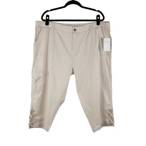 NEW Kiwi Fresh Cropped Khaki Beige Lightweight Capri Pants Women's Size 16
